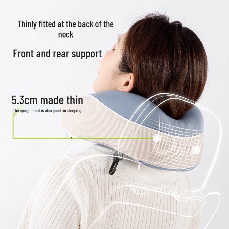 Cooling Memory Foam U-Shaped Travel Pillow with Ice Silk Cover for Airplane and Office Nap Neck Support.