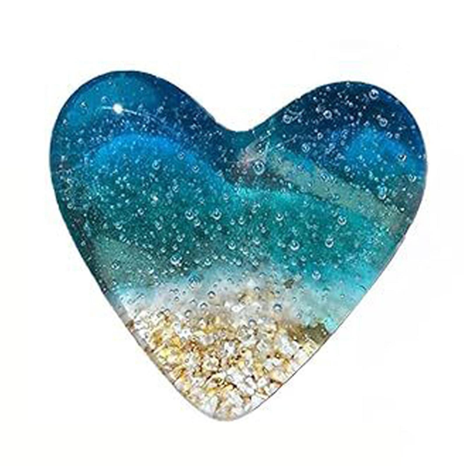 Beach Heart, Glass Beach Heart, Handmade Beach Glass Heart Ornament синий