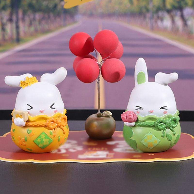 Miniature Rabbit Figurines, Resins Bunnys Ornament for MidAutumn Festival Decoration and Fairys Garden
