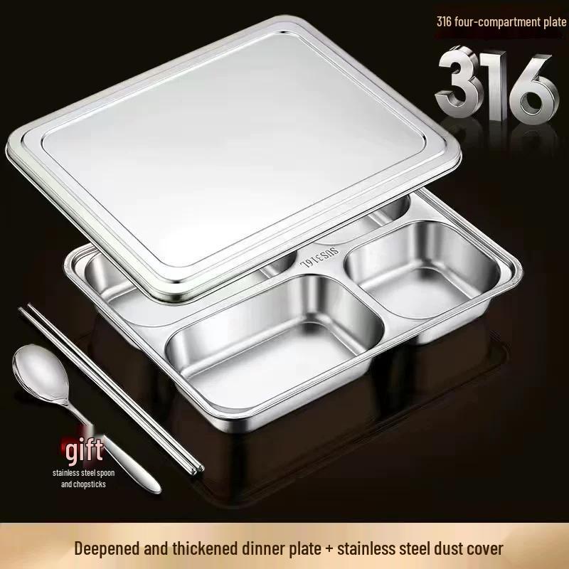 HANDUNYOU 316 Stainless Steel Divided Dinner Plate