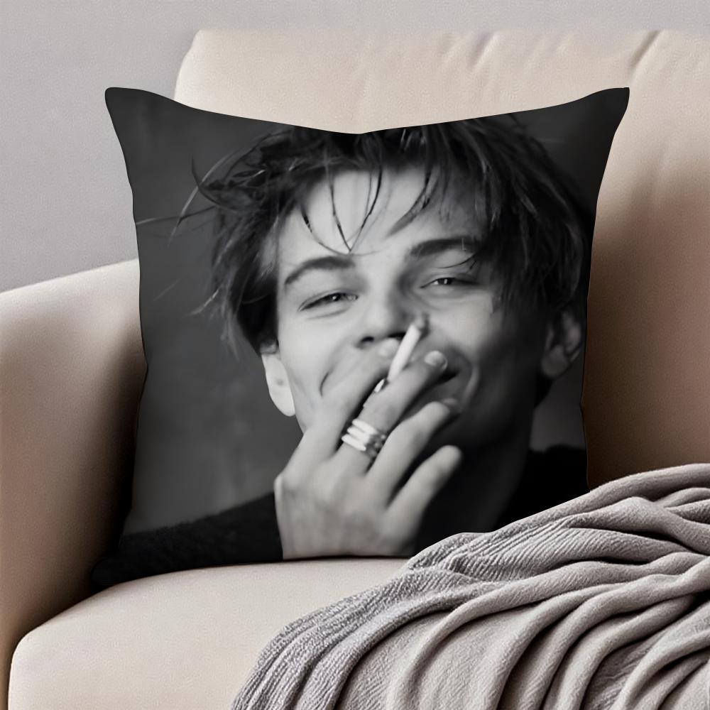 Handsome Actor lLeonardo DiCaprio Cushion Cover Pillowcase Antidustmite Invisible Zipper Short Plush Sofa Cushion