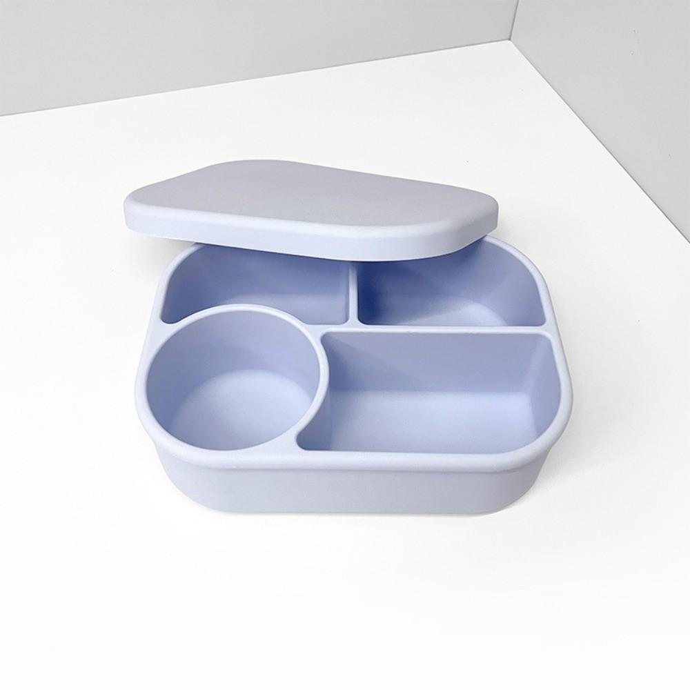 4 Fächer Mikrowellengeeignete Silikon-Lunchbox 750ml Lebensmittelaufbewahrungsbehälter Unterteilte Lunchbox Picknick