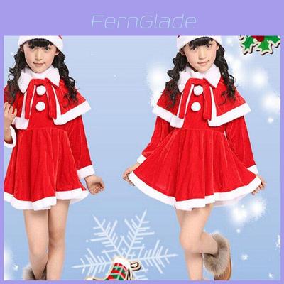 Luxurious Velvet Kids Christmas Costume Unisex Red Santa Outfit For Holiday Performances