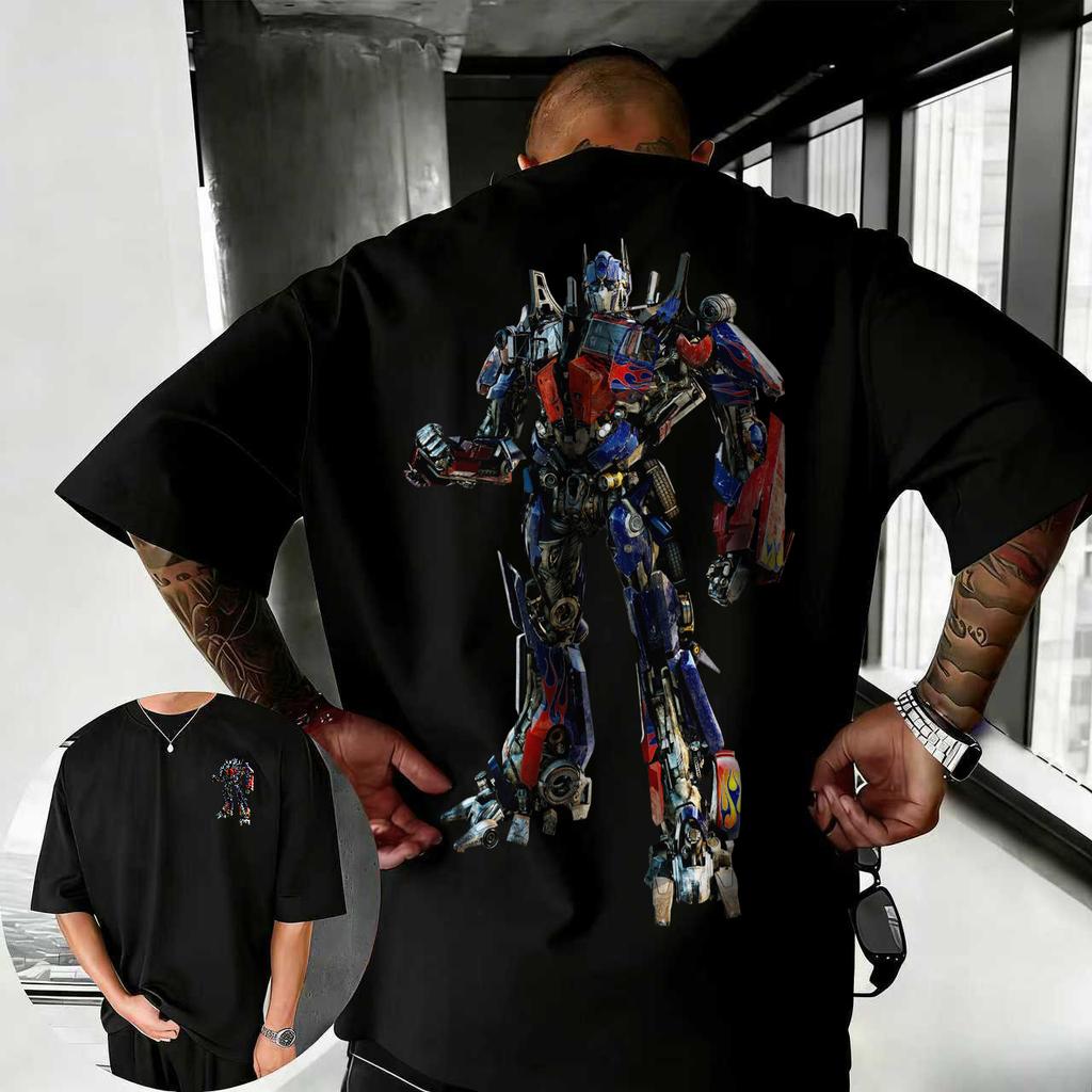 202526 Summer Transformers Graphic 100 Cotton Printed Tshirt for Men Hasbro Brand Children and Unisex Breathable Loose Casual