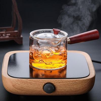 500Ml Glass Teapot with Infuser Liner Filter Tea Maker Wooden Handle Office Boil Ware Set Kettle