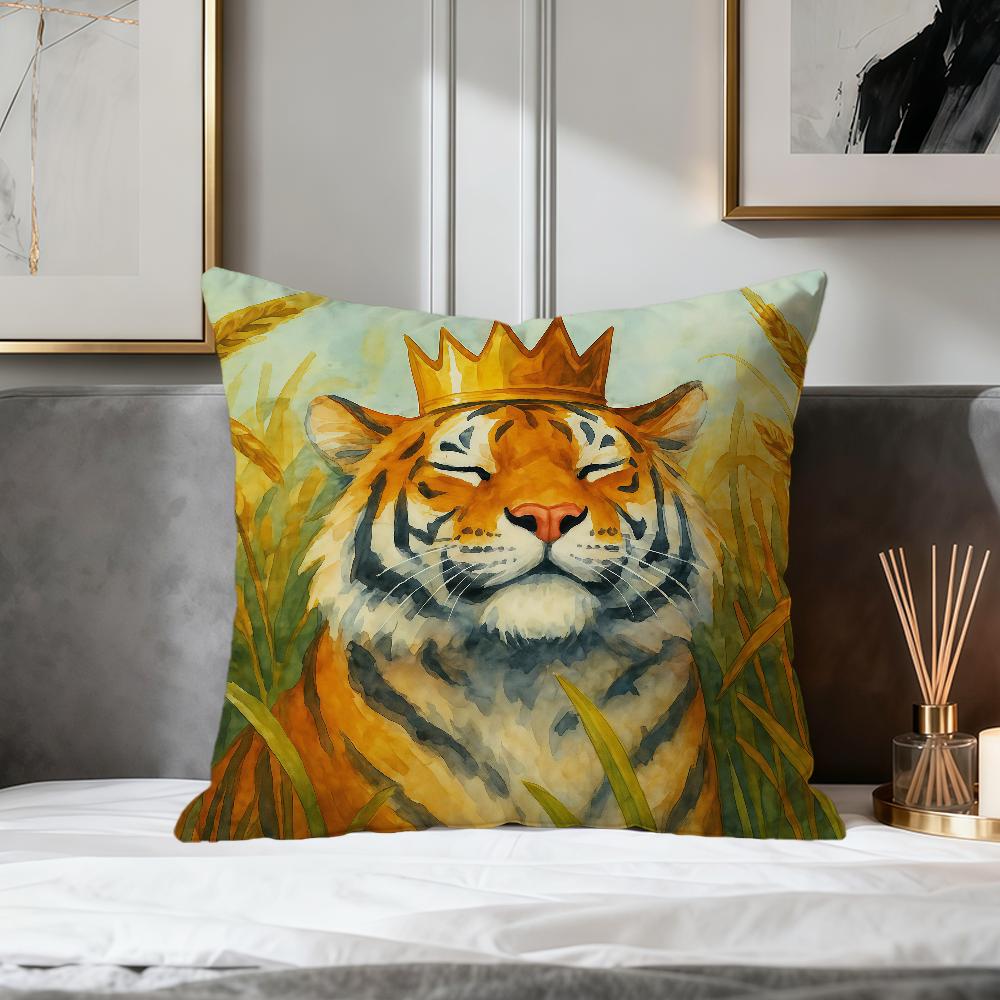 Retro style fun cute tiger art soft pillowcase for Sofa Living Room Home office Decor Protective Covers party hogar pillow cover
