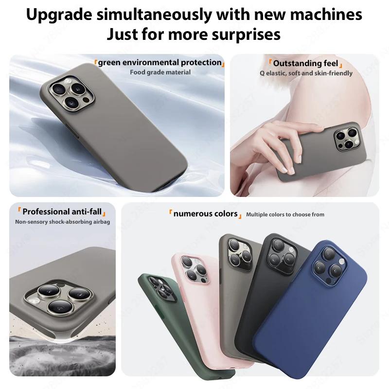 Liquid Silicone Case For iPhone 13 12 11 14 15 16 Pro Max Plus Official Case Bumper Protective Cover Phone Acssories