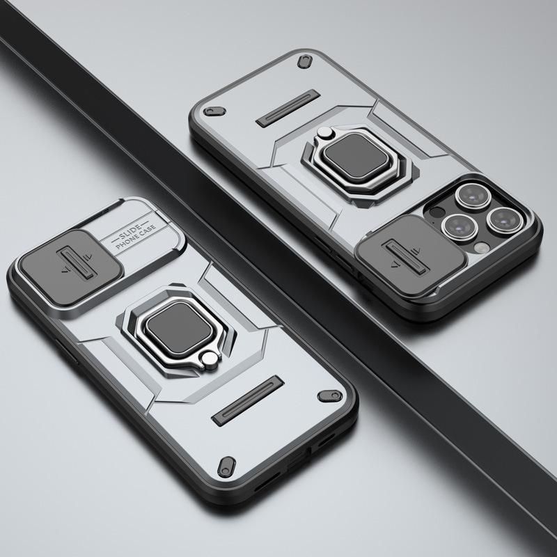 Applicable To Apple 16 Promax Mobile Phone Case Push Window IPhone 15 Combat Bear Armor Ring 14 Anti-fall Cover