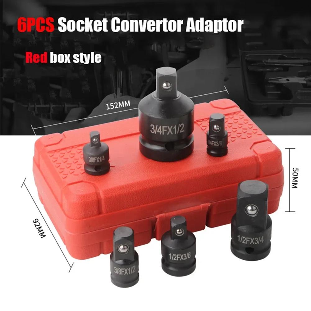 6Pcs Socket Wrench,1/4 1/2 3/8 3/4 Socket Convertor,Adaptor Reducer Set Impact Socket Adaptor for Car Bicycle Garage Repair Tool