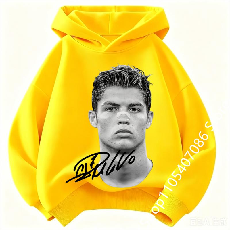 Boys Cristiano Ronaldo Hoodie CR7 Football Player Graphic Hooded Sweatshirt Kids Casual Long Sleeve Sport Pullover