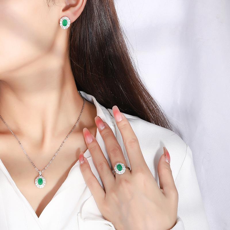 SACE GEMS 925 Sterling Silver Zircon Ring Earrings Pendant Necklace Jewelry Sets Wedding Party Gifts