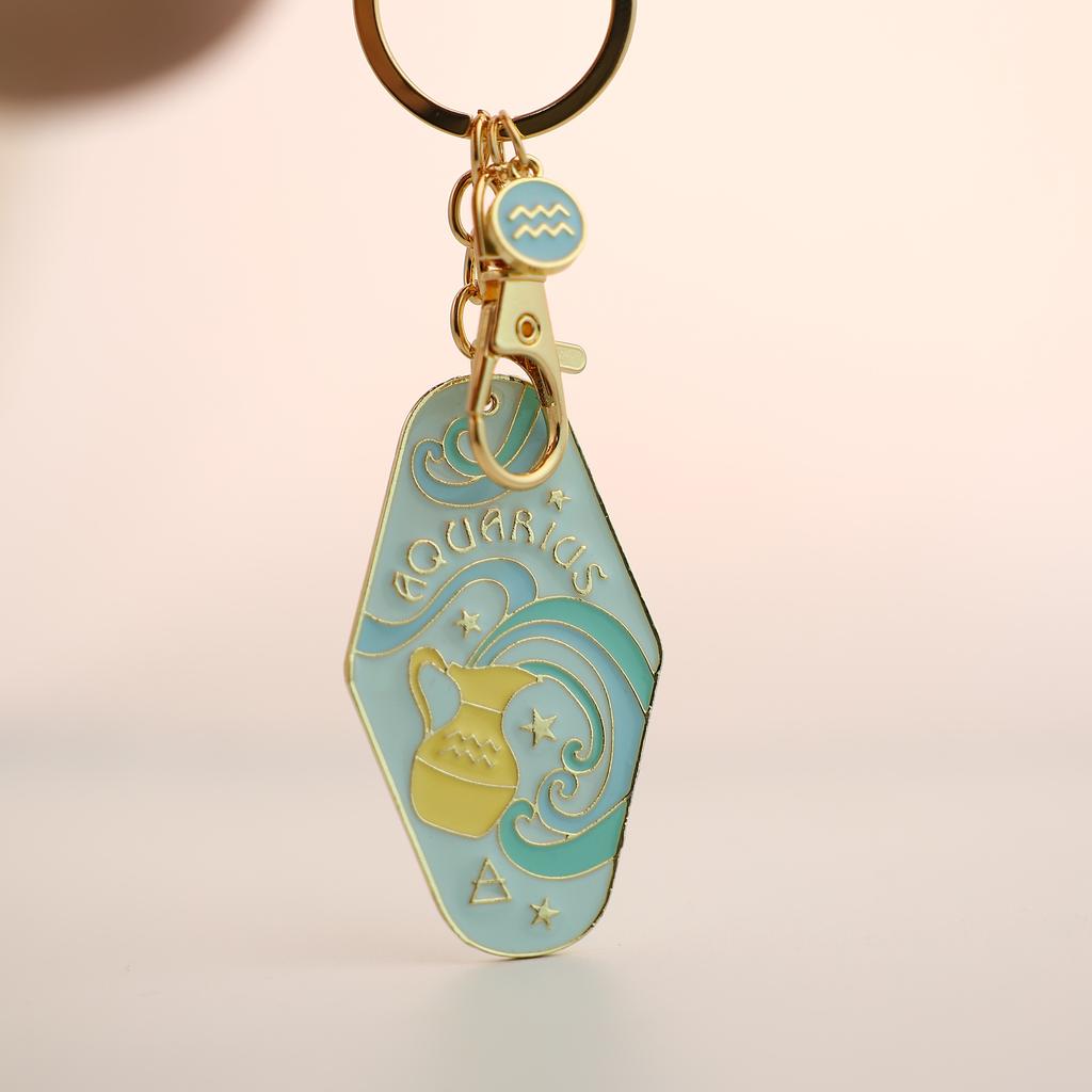 Twelve Constellation Metal Enamel Keychain Motel Bohemian