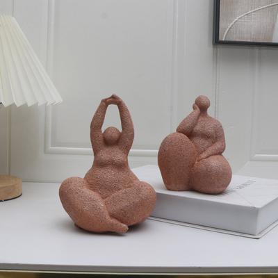 1pc, Sandstone Resin Chubby Woman Statue Handmade Sandstone Abstract Art Home Living Room Office Cabinet Tabletop Entryway Dec