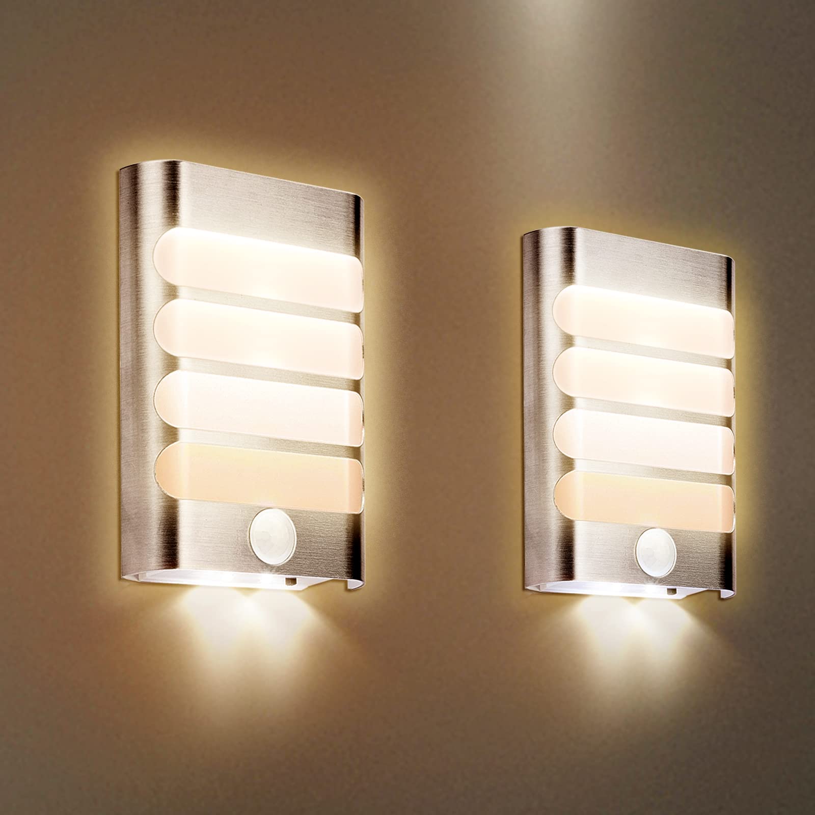 

Motion Sensor Indoor Footlight, LED Night Light, Warm White, for Stairs, Hallways, Footwells, Bedrooms, and Bathrooms, Includes Double-Sided Tape and