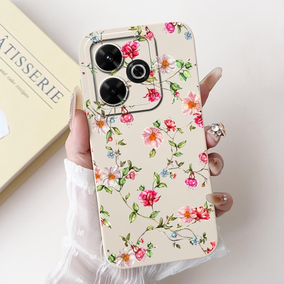 For Xiaomi Redmi 13 4G 5G Back Cover On Redmi13 5G Coque Funda Flower Butterfly Women Fashion Phone Case Liquid Silicone Shell