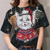 Camiseta para Mujer con Estampado 3D de Gato de Anime de Dibujos Animados, Cuello Redondo, Manga Corta Blanca, Ropa para Mujer, Tops de Verano Casual, Sudadera