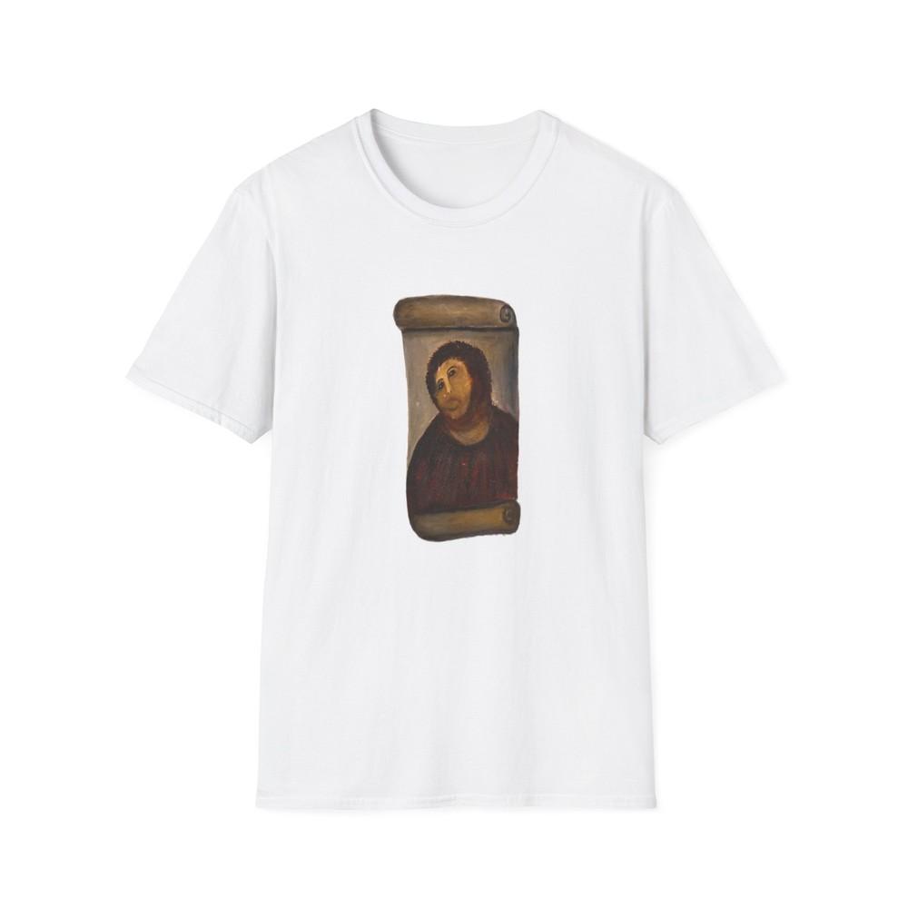 

ecce homo botched restoration tshirt behold the monkey tshirt S