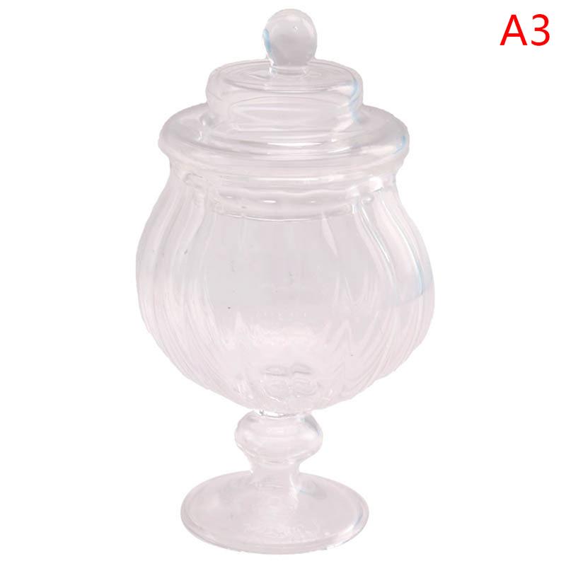 1/12 Dollhouse Miniature Glass Jar Retro Gummy Candy Biscuit Jar Bottle Modle Toy Kitchen Furniture Doll House Decor Accessoires