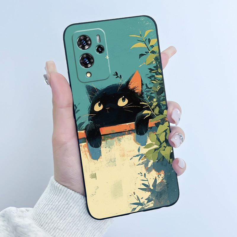 Cute Cartoon Case For ZTE Blade V40 Pro Capa Shockproof Fundas Printing Shell Protective Cover Soft Silicone Black Casing Coque