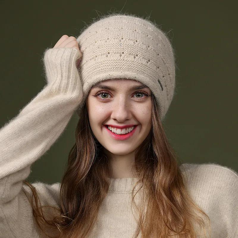 WTEMPO Autumn Winter Woolen Warm Beanie Hats Women's Elegant Large Size Versatile Knitted Hats Warm Beret Mother Hats