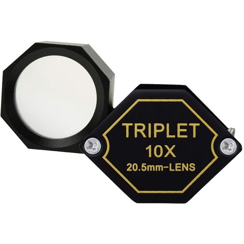 A25F-Jewelry Loupe 10X Magnifier 20.5Mm Triplet Lens Optical Glass Pocket Tool For Gems For Jeweler, Stamp Philatelist