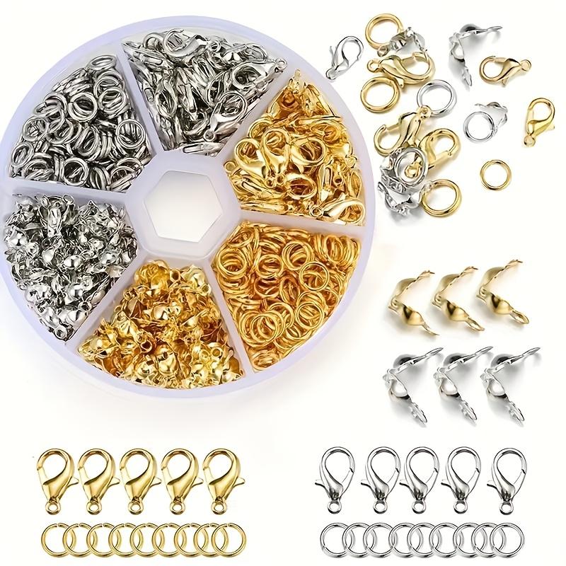 340pcs/box Massive Jewelry Making Starter Kit Premium Stainless Steel Lobster Clasp, End Pleat, and Essential DIY Craft Supplies
