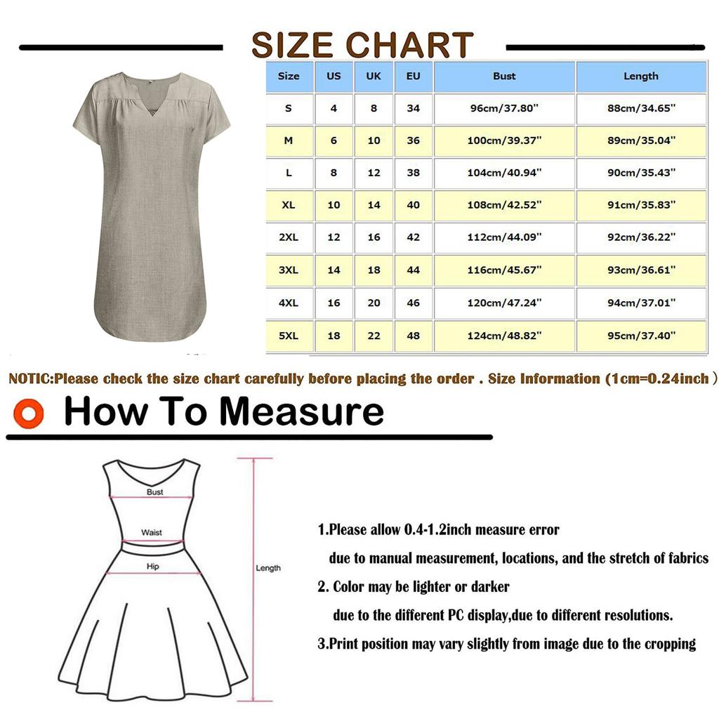 Women's Summer Casual Fashion Print Short-sleeve V-neck Loose Cotton Linen Dress