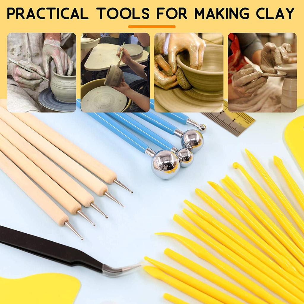 30-Piece Polymer Clay Tools Set Sponge Dotting Pen Plastic Crafts Modeling Tool Ball Stylus Pottery Sculpting Nail Art Supplies