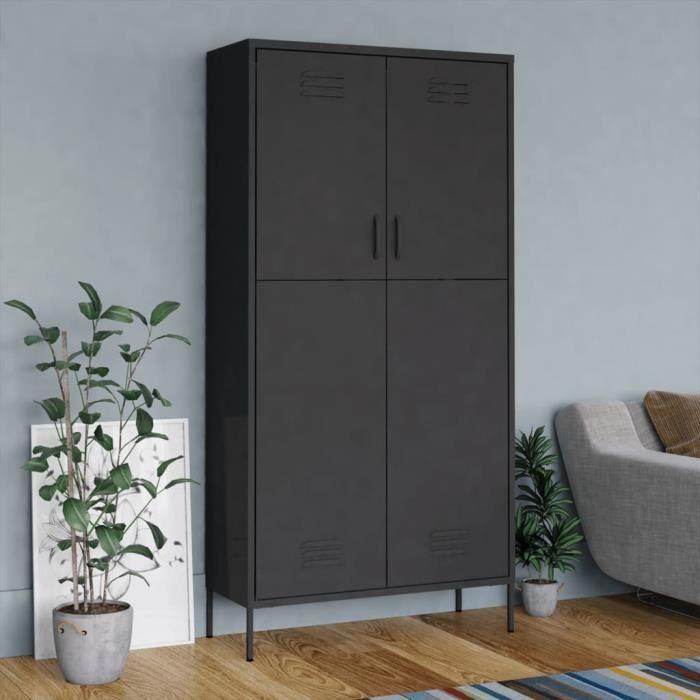 VidaXL Wardrobe Anthracite 90x50x180 Cm Steel