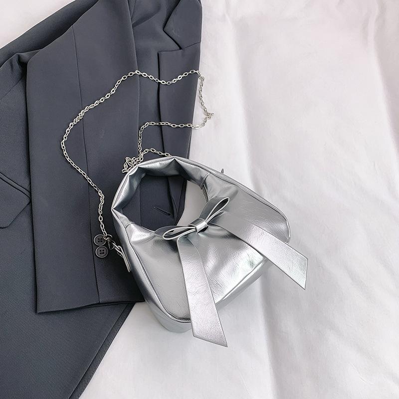 Niche Design Women's Bags, High-end Exquisite Underarm Bags, 2025 Spring New Contrasting Color Bow Shoulder Bag