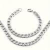 2pcs/set Stainless Steel Women Men's Necklace And Bangle Set, Hip Hop Punk Couple Chain