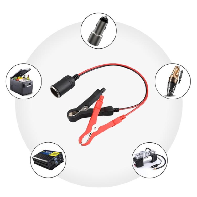 for w/ Battery Clamp Battery Clip-On & Cigarette Lighter Extension Cord Plug Soc