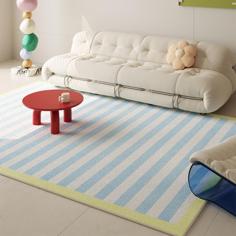 Fresh Colour Block Geometric Rug Living Room Sofa Area Non Slip Wear Resistant Floor Mat Ins Style Decorative Rug