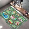 Colorful City Map with Roads and Landmarks, Non-slip Rug Suitable for Living Room and Bedroom Sofas