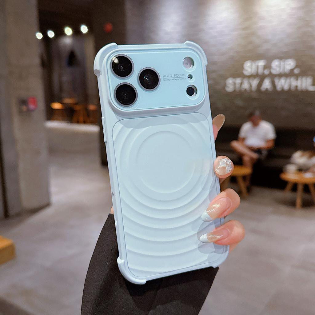 Ripple Magnetic Suction Large Window, Suitable for iPhone17Pro Mobile Phone Case, Anti-drop Four Corners, Apple 16 All-inclusive Protective Case