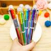 6-Farben Transparent Klick Mehrfarbiger Kugelschreiber Druckknopf Gel Tinte Schreibstift Schreibwaren Büro- & Schulbedarf