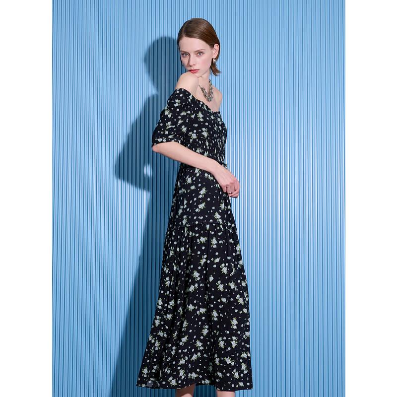 Sancai 2025 Summer Square Neck Floral Maxi Dress