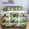 Retro Flower Parrot Pattern Bedding,Quilt Set Quilt Cover Pillowcase Home Birthday Gift (1 * duvet cover + 2 * pillowcase, without core)