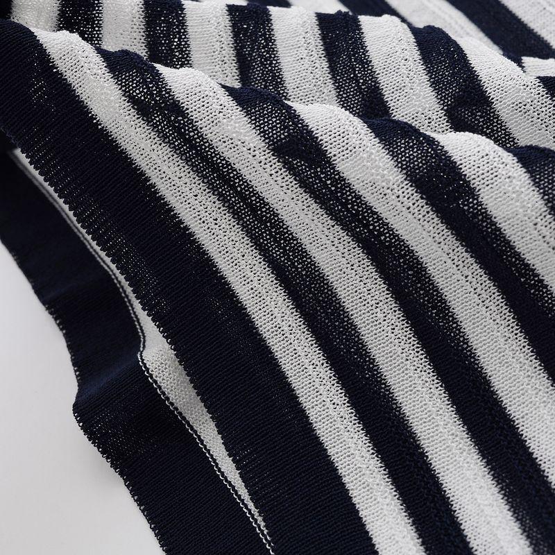 Kaslead New Women Clothes Western Style Fashion Simple and Versatile Thin Stripe Knitted Pullover 9325010