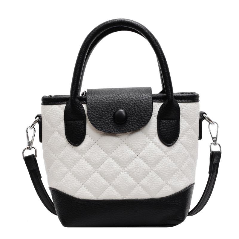 French Fashion Handbag Women'S Bag Casual Diamond Bucket Bag Contrasting Messenger Bag