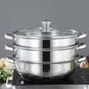 Stainless Steel Steamer 3 Tier Layer Soup Pot Set Kitchen Cookware Food Veg Steam Pan with Glass Lid Gas Stove Furnace Steamer