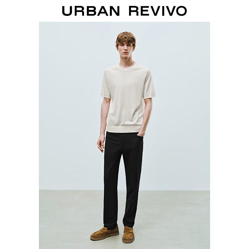 UR Men's Casual Ribbed Short Sleeve Knit Top