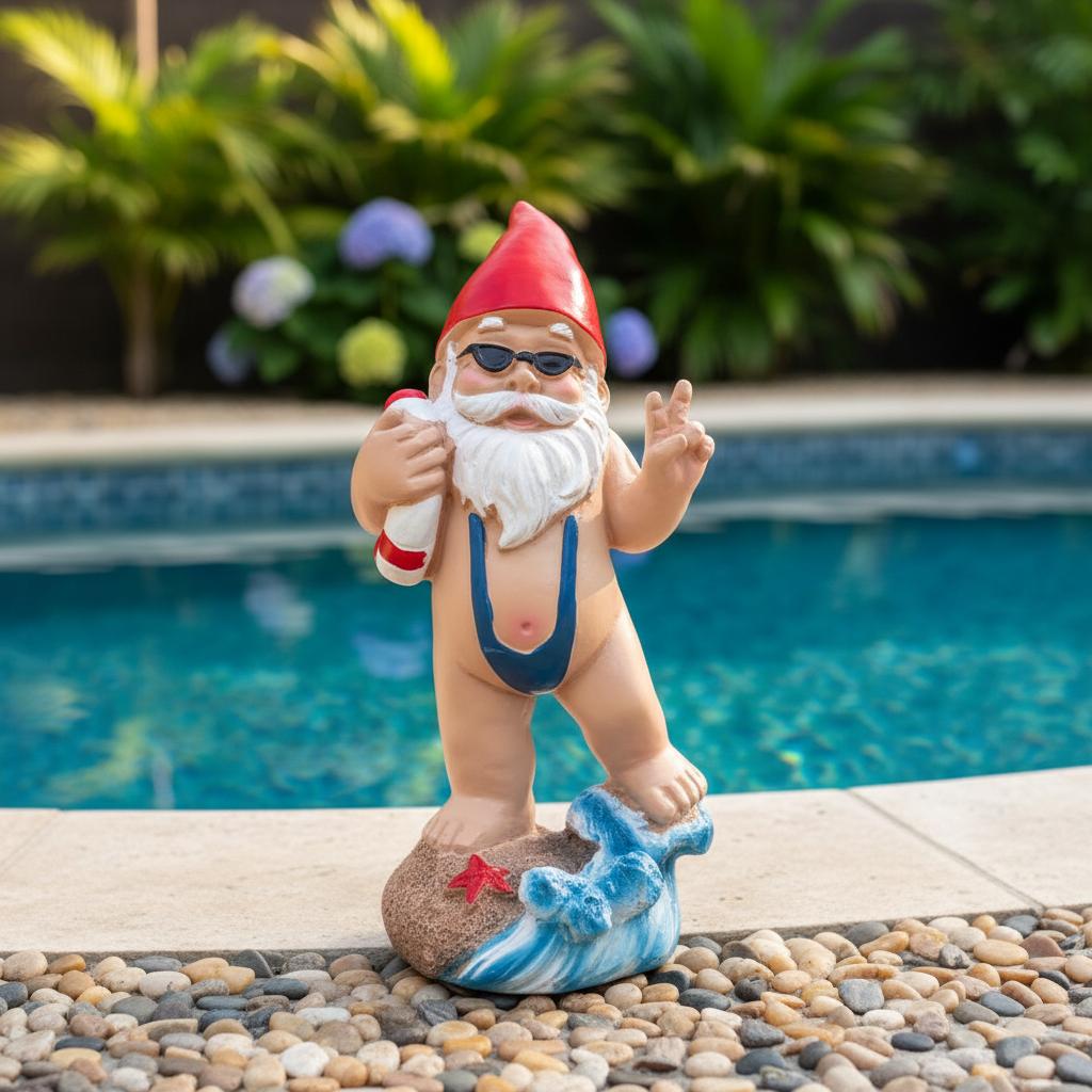 Resin Garden Gnome Statue Swimming Design Outdoor Decoration Art Craft For Garden Lawn Yard