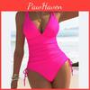 Color Womens New Drawstring Solid Fashion Onepiece Swimsuit