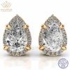 WUIHA 100% 925 Sterling Silver 5 * 8 MM Pear Cut D Color Real GRA Moissanite Diamonds Gemstone Halo Studs Earrings Fine Jewelry