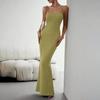 Knitted Dress Halter Neck Solid Color Wrapped Hip Sexy Slim Fit Women's Autumn Winter