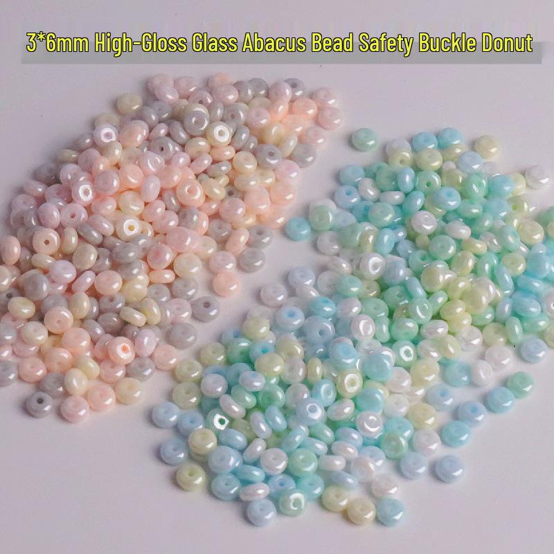 6mm Cream Macaron Pearlescent Glass Abacus Beads for DIY Jewelry & Hair Accessories