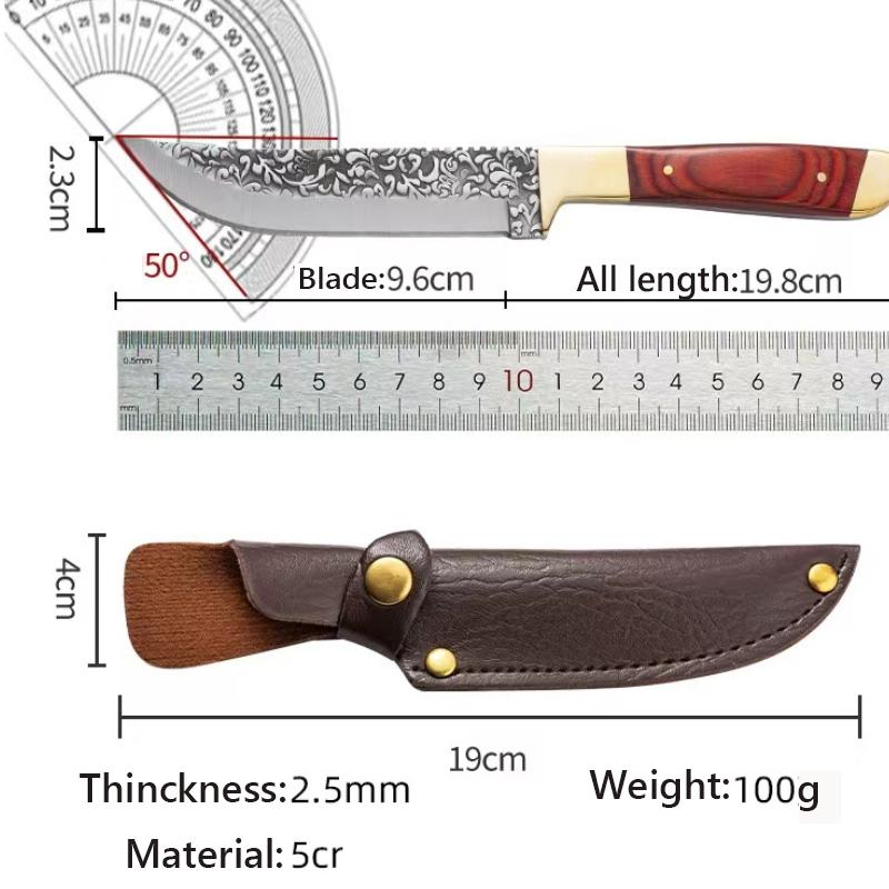 Stainless Steel Boning Knife Meat Cleaver Kitchen Mongolian Hand Meat Knife Roasted Whole Lamb Steak Knife with Knife Cover