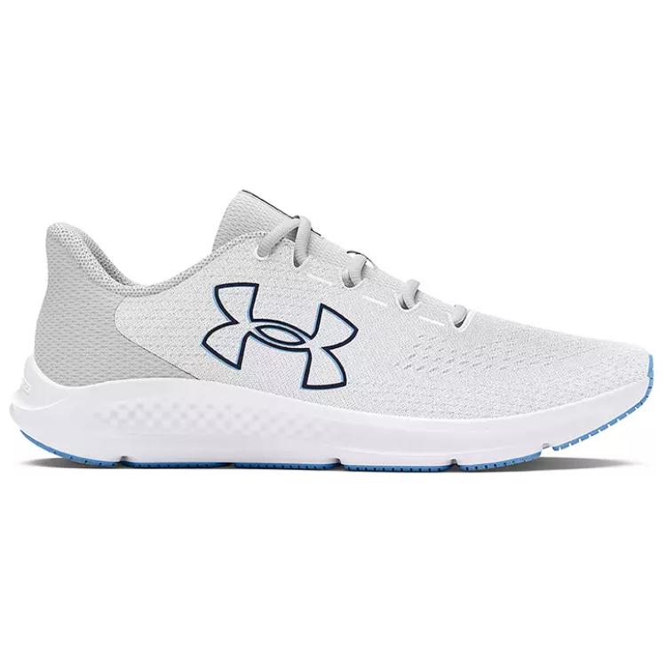 Under Armour Charged Pursuit 3 Big Logo - White Grey Midnight Navy Men Sneakers Distant-Grey 3026518-108