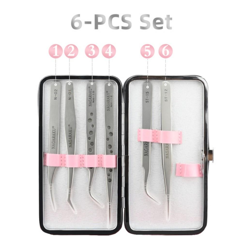 NAGARAKU Eyelash Extension Tweezers Set Kit Great Precision Stainless Steel Volume Fan Pick Up Application Tool, N-04 N-06, 1 Piece